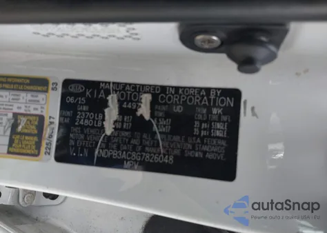 2016 Kia Sportage Lx z USA, uszkodzony, nr VIN KNDPB3AC8G7826048